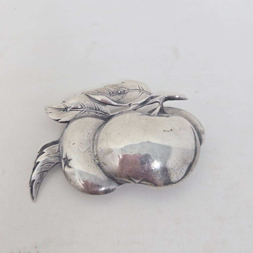 Vintage Guglielmo Cini Sterling Silver‎ Taxco Fruit Brooch Pin Apple Botanical